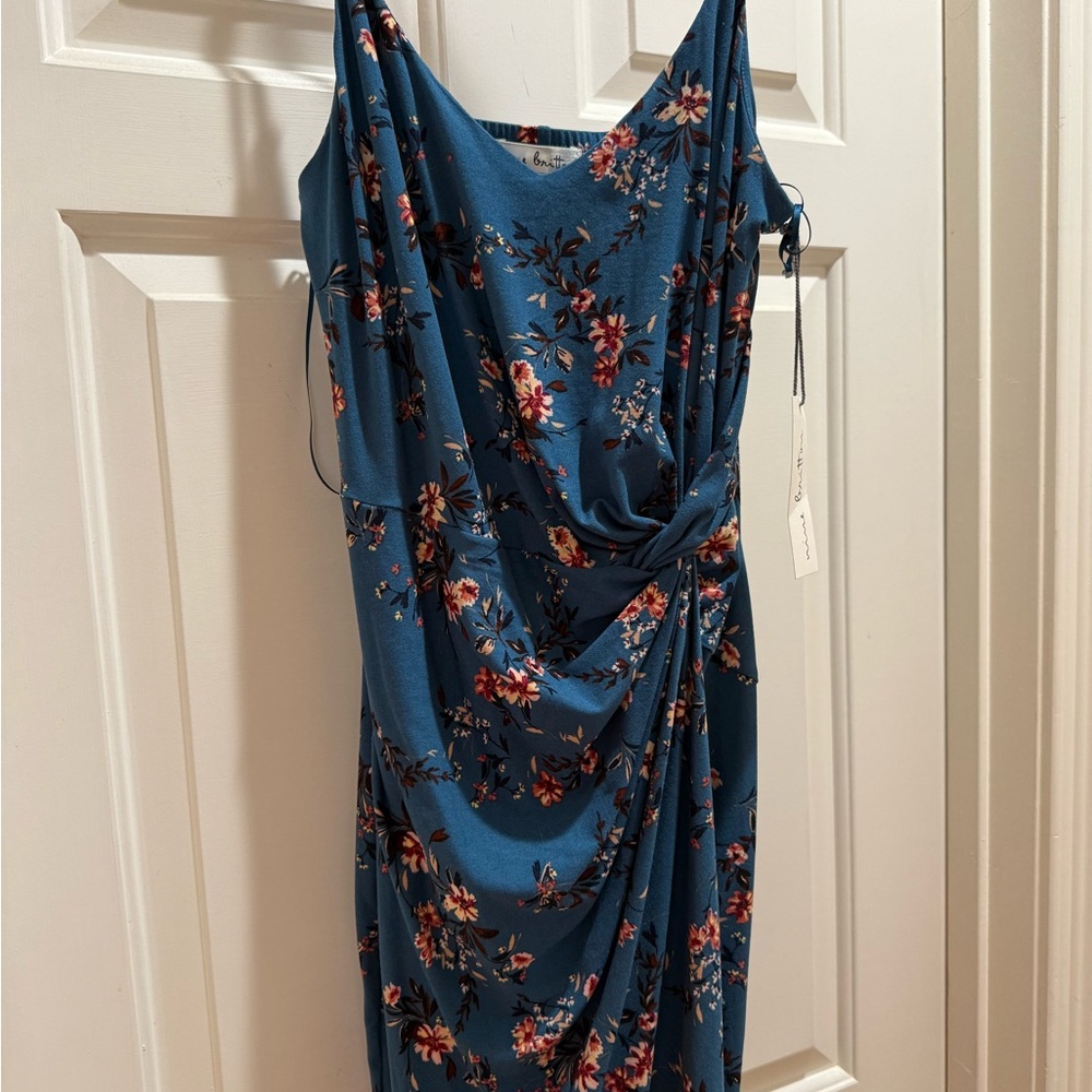 Nine Britton Floral Midi Dress in Blue and Red